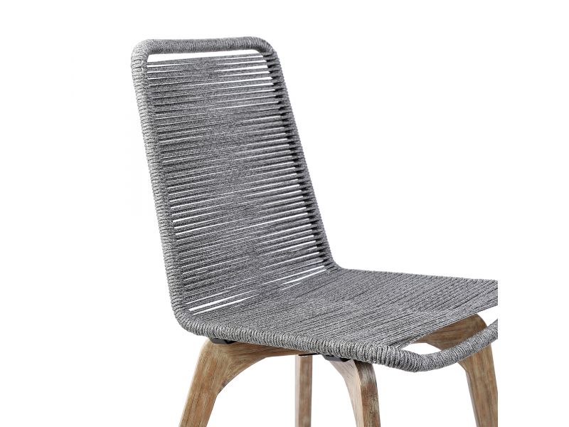 Island Outdoor Light Eucalyptus Wood and Grey Rope Dining Chairs - Set of 2