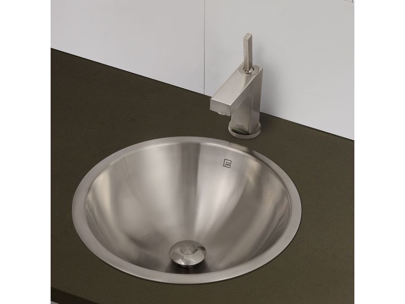 1220 Double Walled Stainless Steel Round Drop-in or Undermount Lavatory with Overflow