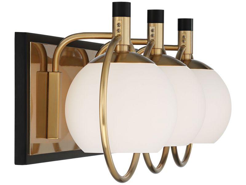 Carlyn Warm Antiqued Brass and Black 3-Light Bath Light