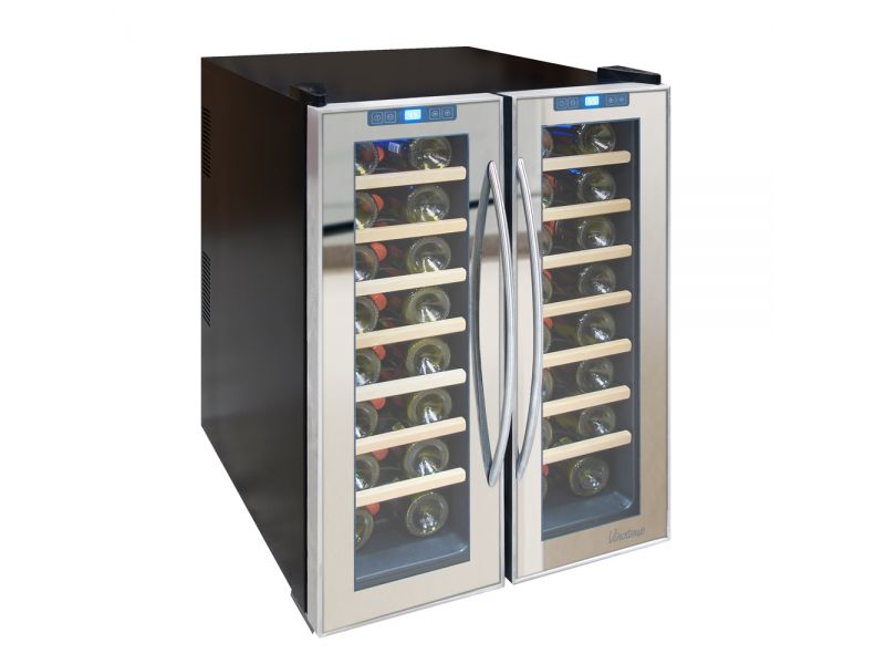 NEW: Vinotemp 48-Bottle Dual-Zone Thermoelectric Mirrored Wine Cooler