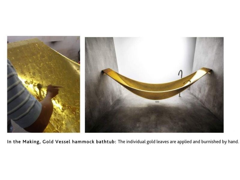 VESSEL BATHTUB WITH GOLD LEAF FINISH