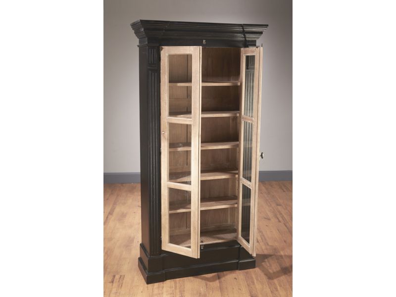 43558-BP  Two Door Bookcase, Black with Pickled Finish