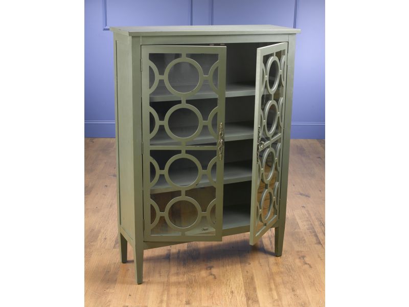 70380-GR Grey Cabinet with Two Glass Doors