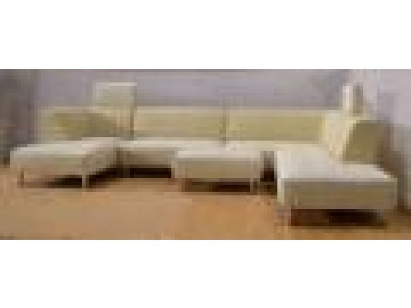 SL 114 Cream, Leather Sectional Sofa Set