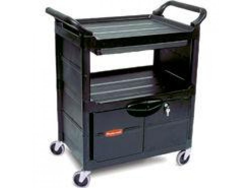 3457 Utility Cart with Lockable Doors, Sliding Drawer and 4