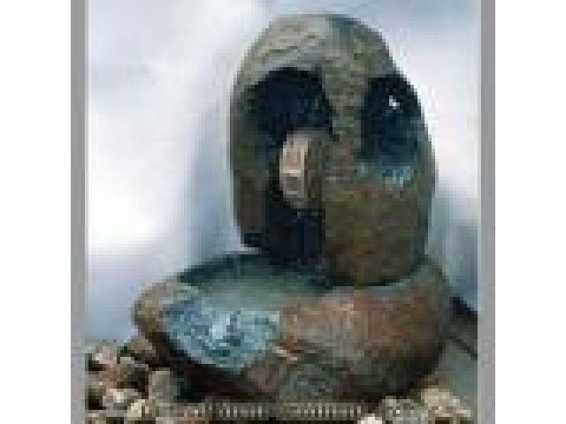RKF-N34, Natural River Rock Water Wheel Fountain with Frog