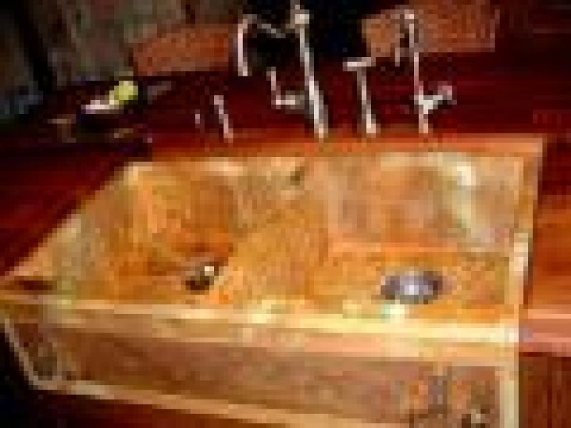 Nantucket Farm Sink Veined Interior with Copper Pa