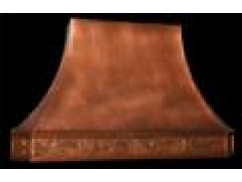 French Country Copper Range Hood w/ Repousee Band