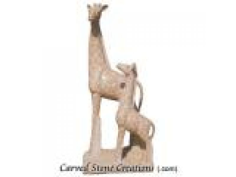 AST-132 ''Giraffe Pair'' Hand-Carved Animal Statuary