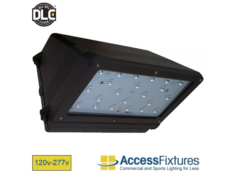 HEZE 43w LED Wall Pack 120-277v, 100w HID EQV, L70@213K Hrs EXTREME LIFE