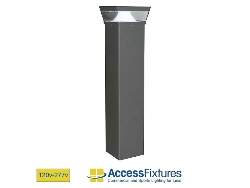 OPPE 26w Square LED Bollard Light with Reflector – Dimmable LED Bollard Light – IP67, CSA Rated, Aluminum Housing