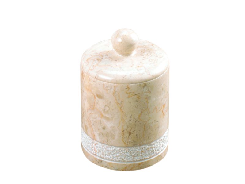 Creative Home Spa Hand Carved Champagne Marble Cotton Ball Holder