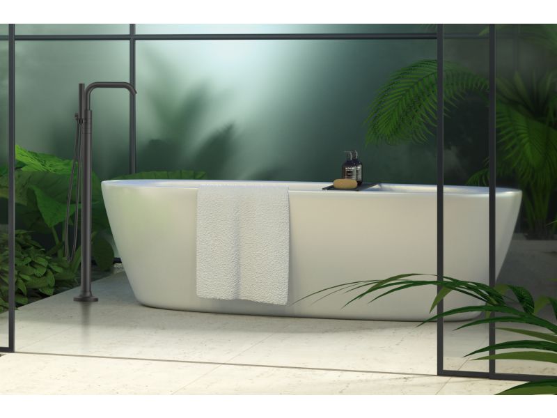 Tenet 2-Handle Tub Filler With Hand Shower in Matte Black