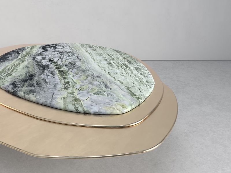 \'The Epicure IX\', Contemporary Center Table ft. Jade River Marble