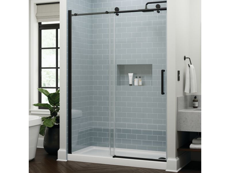 Delta® Exuma 60” x 76” Frameless Shower Door in Matte Black