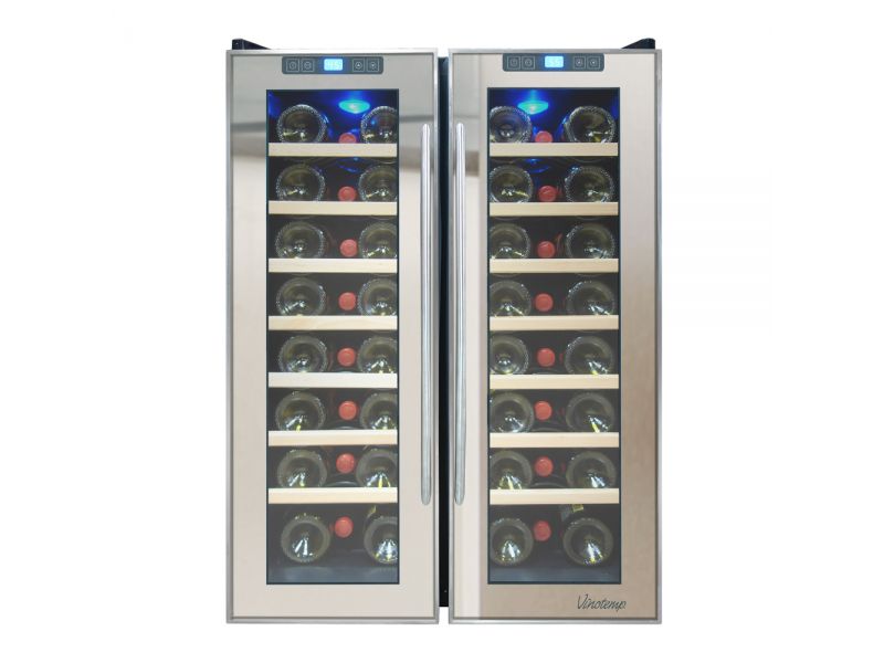 NEW: Vinotemp 48-Bottle Dual-Zone Thermoelectric Mirrored Wine Cooler