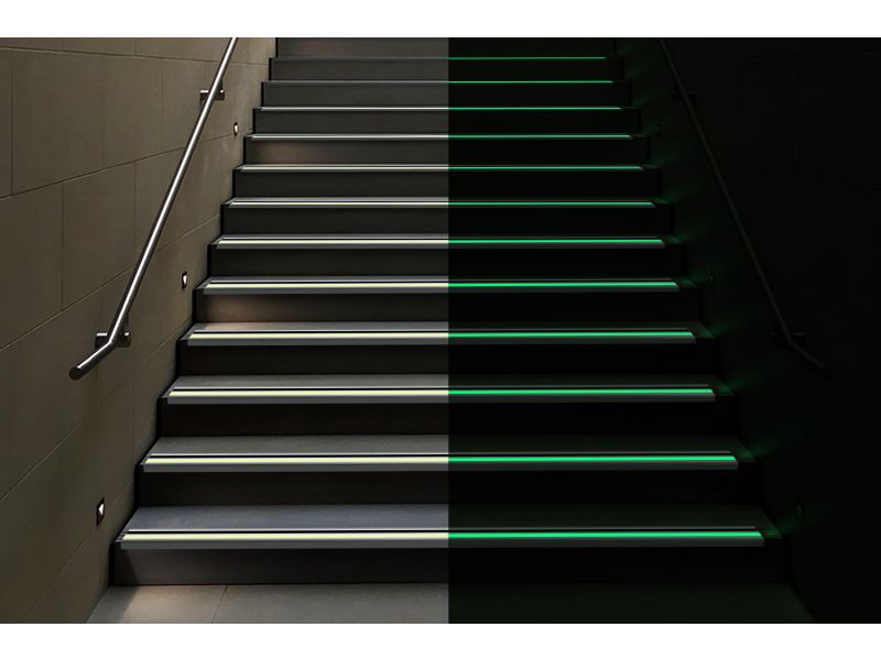 PERMALIGHT® 90° Photoluminescent Aluminum Stair Nosing