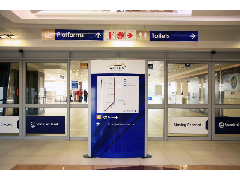 Way-finding signage for the Gautrain