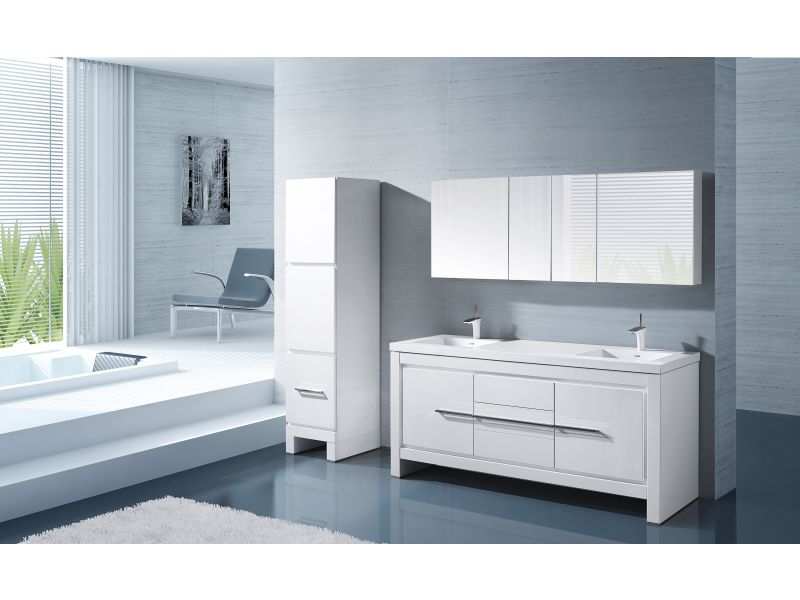 Vicenza 72 Glossy White with Vicenza 18 Linen Cabinet