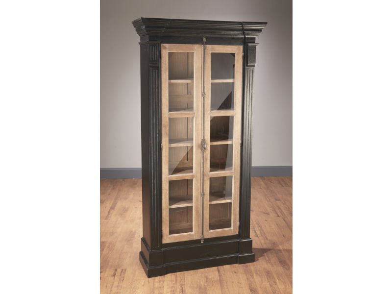 43558-BP  Two Door Bookcase, Black with Pickled Finish