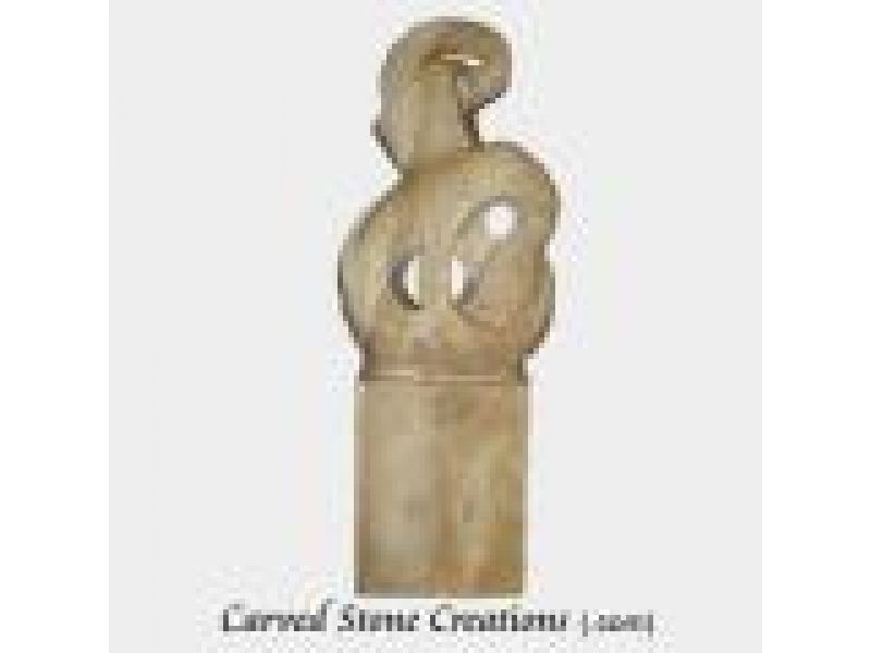 Abstract'' Hand-Carved Contemporary Travertine Sculpture