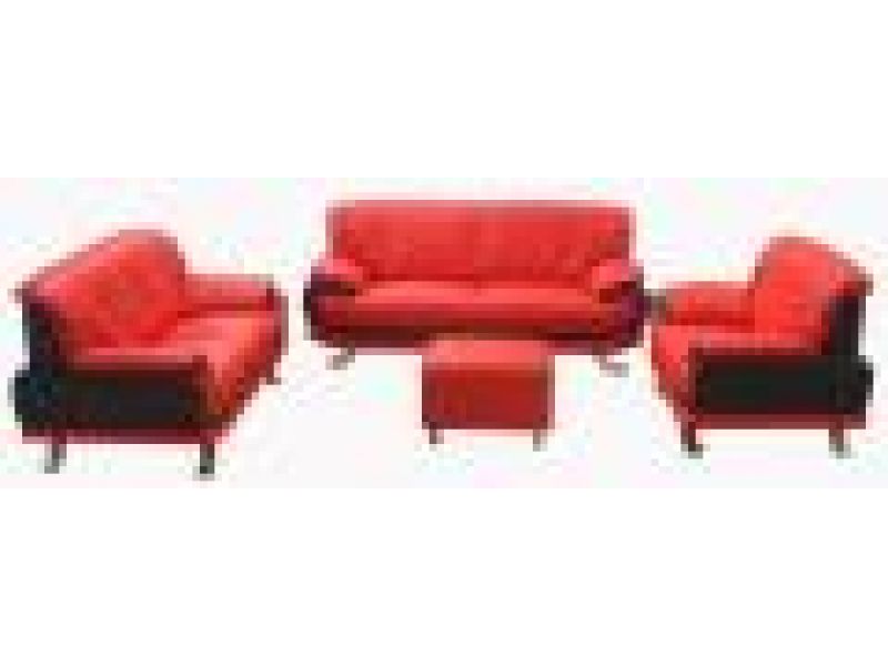 SL 104 Red & Black, Modern Leather Sofa