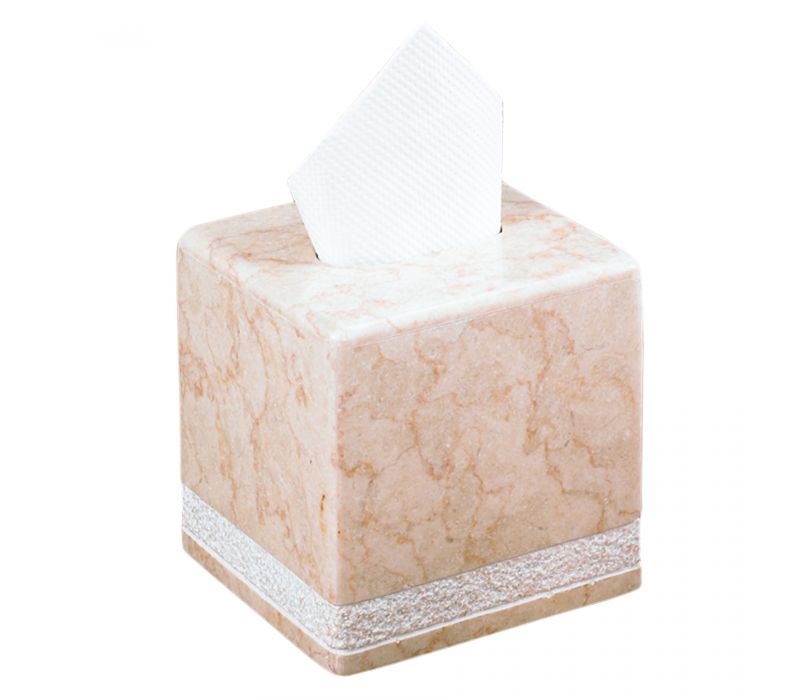 Creative Home Spa Hand Carved Champagne Marble Tissue Box