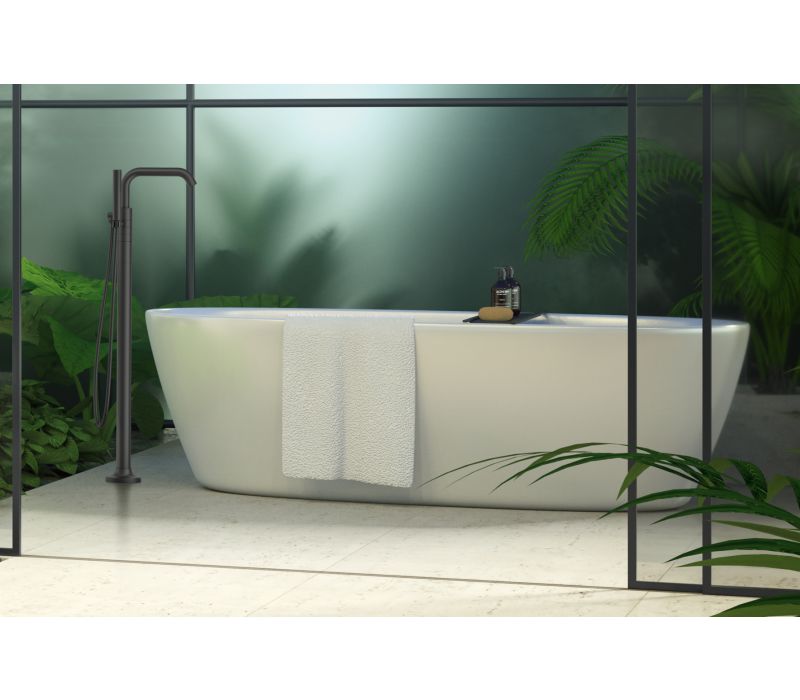 Tenet 2-Handle Tub Filler With Hand Shower in Matte Black