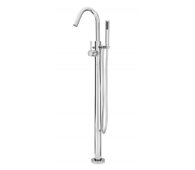Modern Single Hole Free Standing Tub Filler with Hand Shower